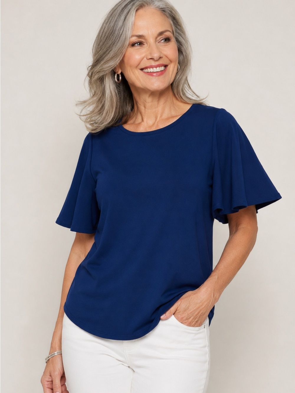 Green Envelope Flutter Sleeve Top - Size M